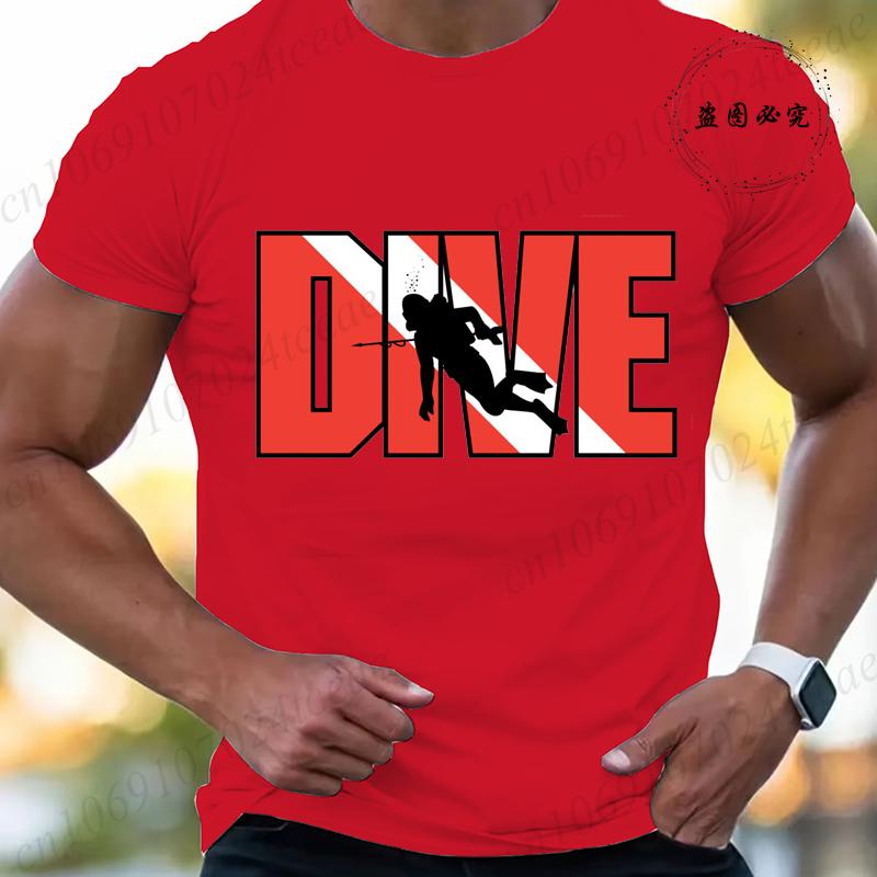 New Fashion T Shirt for Men Casual Short Sleeve Hip Hop Streetwear SCUBA Dive Print Tee Shirt Pullover Mens Women T-shirt Tops