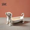 Desktop Storage Organizer Dachshund Jewelry Tray, Decorative for Rings Earrings And Keys, Office Desk Stationery Holder Cute Resin Animal Figurine