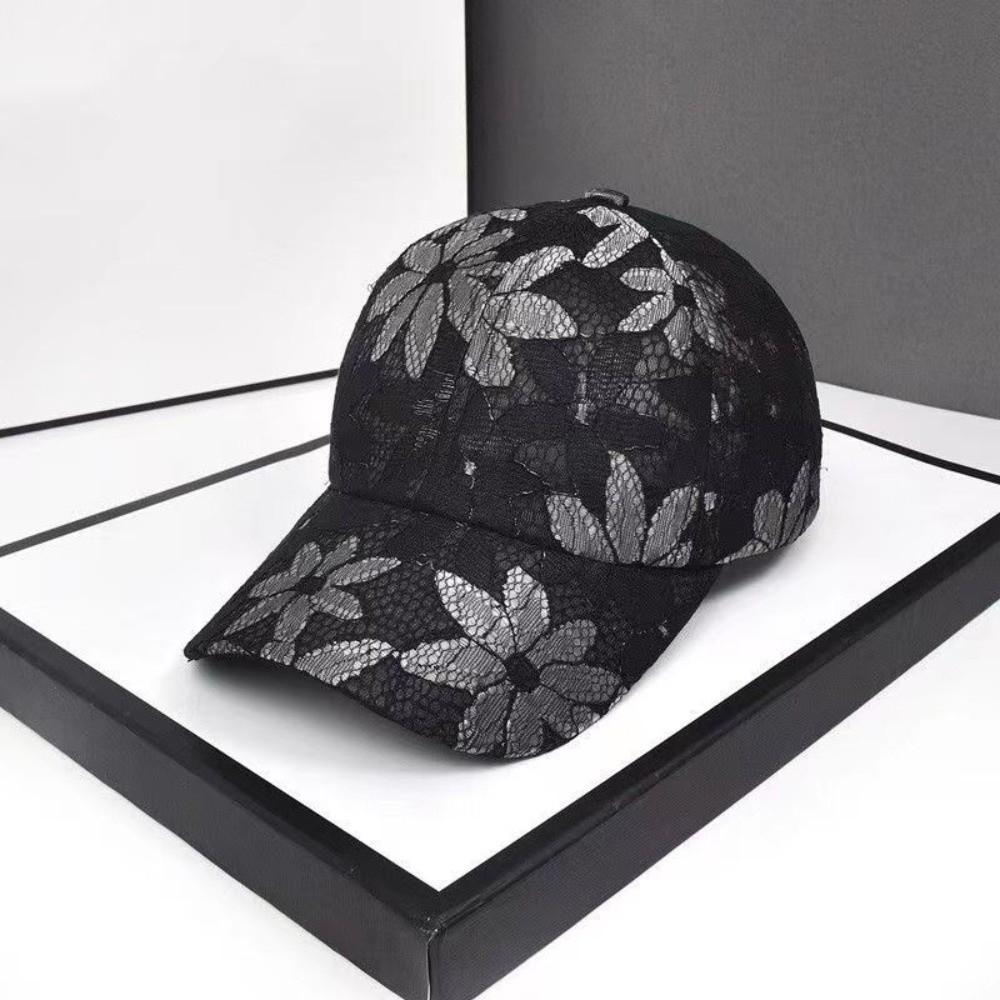 Elegant Adjustable Baseball Caps Breathable Sun Protection Sports Cap Lace Flower Sun Hats Summer