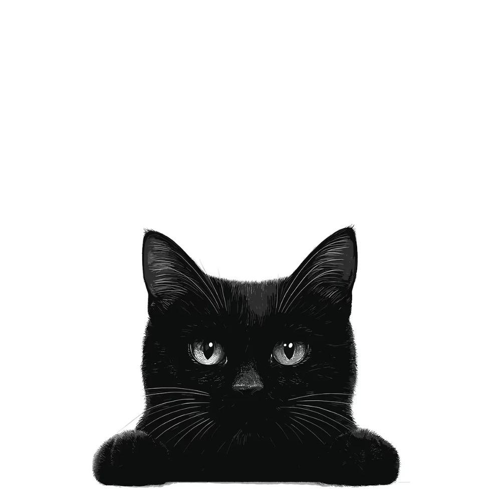 Cute Peeking Black Cat Funny Cat Face Modern Poster and Prints Canvas Printing Minimalist Wall Art Picture for Living Room Decor
