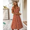 New Women's Polka Dot Chiffon Shirt Dress, V-Neck Short Sleeve Button Front Tie Waist A-Line Midi Dress for Spring Summer