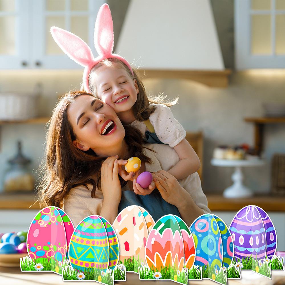 Paper Table Egg Card Insertion Ornament With Doublesided Design For Easter Event