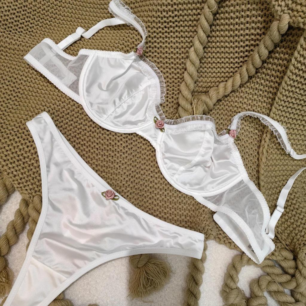 Francuski Bardzo Cienki Komplet Koronkowych Biustonoszy: Seksowny Design Zapobiegający Opadaniu dla Efektu Mniejszego Biustu