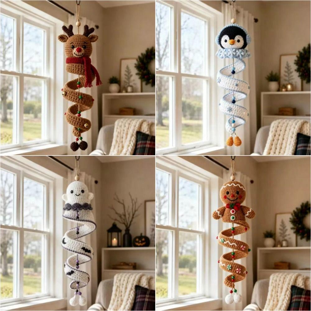 Ghost/Gingerbread Man/Penguin Crochet Spiral Oranment DIY Kit Xmas Tree Ornament