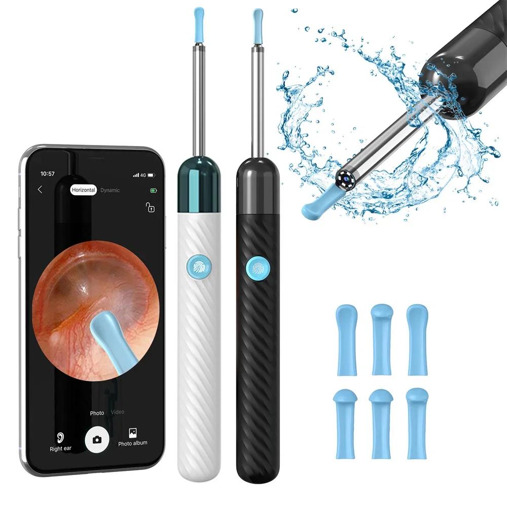 1Set Ear Cleaner with Camera HD Wireless Earwax Remover LED Lights Waterproof Otoscope Ear Wax Removal Kit for Ios Android
