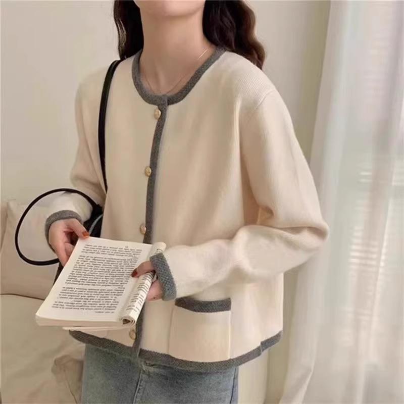 

Мягкий восковой контрастный свитер вязаный кардиган женский весна и осень новый нежный свободный и тонкий плащ топ one size fits all