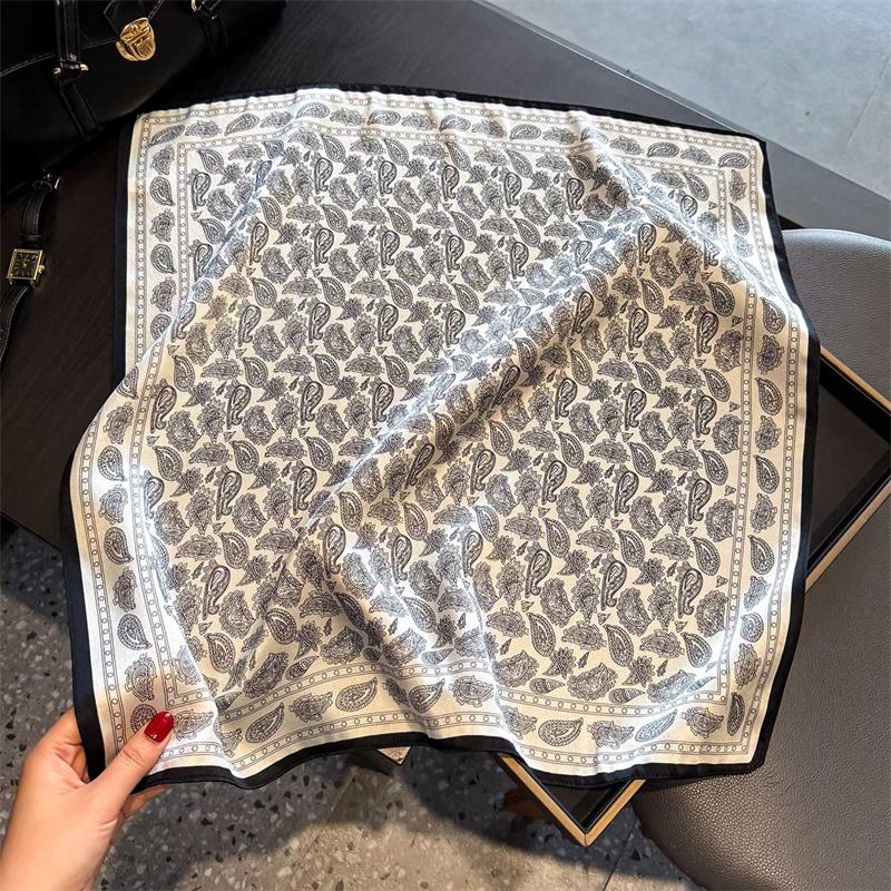 New 100% Real Silk Satin Women Scarf  Flower Printed Foulard Femme Square Head Scarfs Bandana Shawl For Lady Hijab