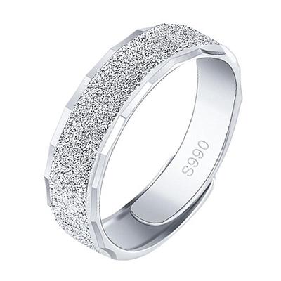 Korean Silver-Plated Men's Frosted Open Ring: Bold, Sleek Design, Perfect for Index Finger.