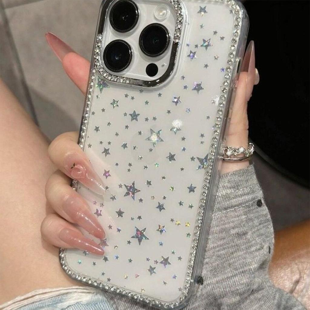 Laser Star Sparkling Diamond Case for Apple 17PROMAX Temperament Small Fresh Personality Creative All-inclusive Rhinestone Case