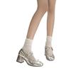 New Thick High Heels 2025 Mary Jane Small Leather Shoes Retro Spring and Summer Skirt Style with Shallow Single Shoes Women