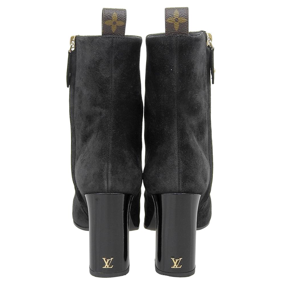 Louis Vuitton Ausgezeichneter Zustand Wildleder LV Donnaline klobige Absatzstiefel, Damen, schwarz, Größe 36, LW2403 Schuhe 36 schwarzBenutzt