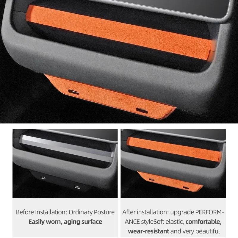 Betterhumz For Tesla Model 3 Highland 2024- Made of Alcantara Car Rear Air Vent Outlet Sticker Trim Decoration Strip Accessories