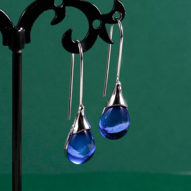 Trendy Women Earrings 8 Colors Delicate Gold Color Inlay Natural Stone Hook Dangle Earrings for Women Wedding Engagement Jewelry