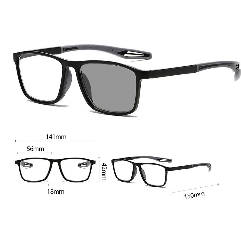 Men TR Ultralight Photochromic Reading Glasses Unisex Women HD Presbyopia Eyewear Vintage Discoloration Sunglasses 0 To +4.0