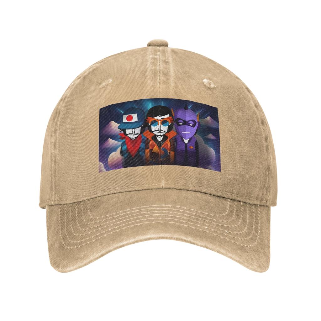 Incredibox Music Video Game Washed Denim Cap Casual Baseball Caps Adjustable Hat Summer Unisex Baseball Hats