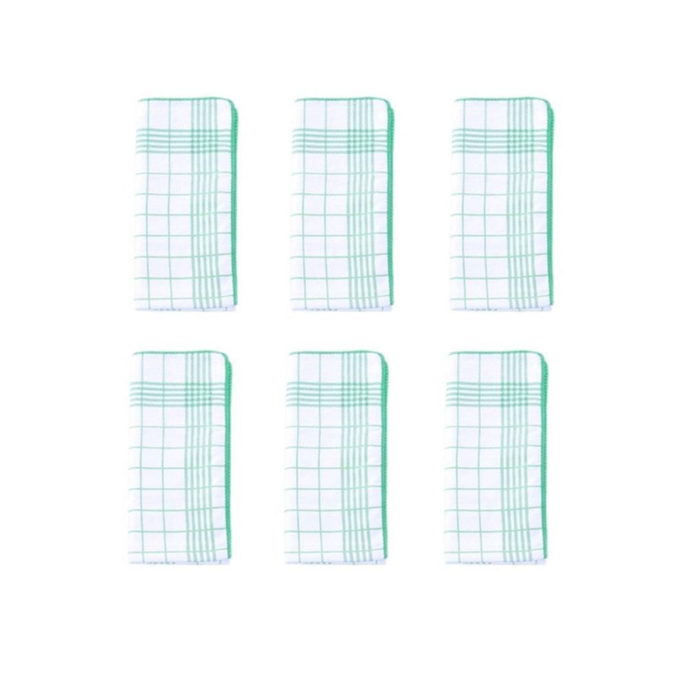 

6 Pieces Rectangular Checkered Kitchen Towel Absorbent Washcloth Durable Tea Towel Tableware зелений