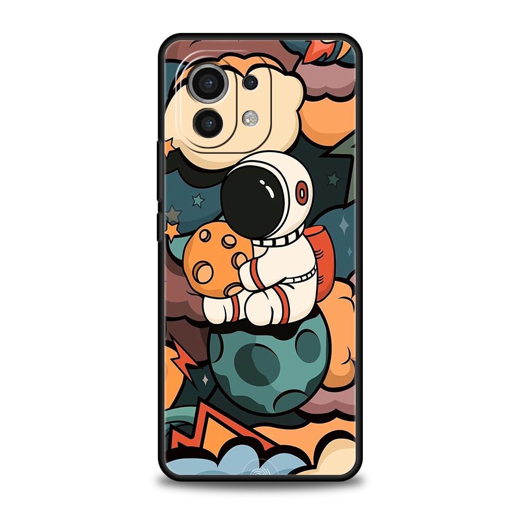 Cartoon Cute Cosmonaut Phone Case Cover for Xiaomi Mi 17 15 14 13 12 11 Ultra 15T 14T 13T 12T 11T Pro Lite 5G Soft TPU Shell Bag