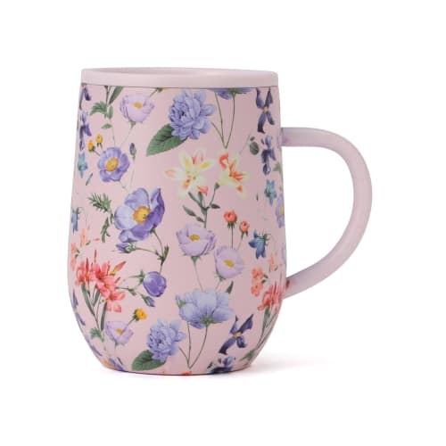 Francfranc Stainless Steel Thermos Mug with Lid, 320ml, Multi-Flower Pink, Double-Walled Vacuum Wall, Insulated for Hot and Cold Drinks, Perfect for t