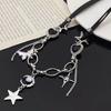Sweet and Cool Babes Dark and Cold Wind Temperament Black Zircon Love Butterfly Moon Love Necklace Female Personality Collarbone Chain