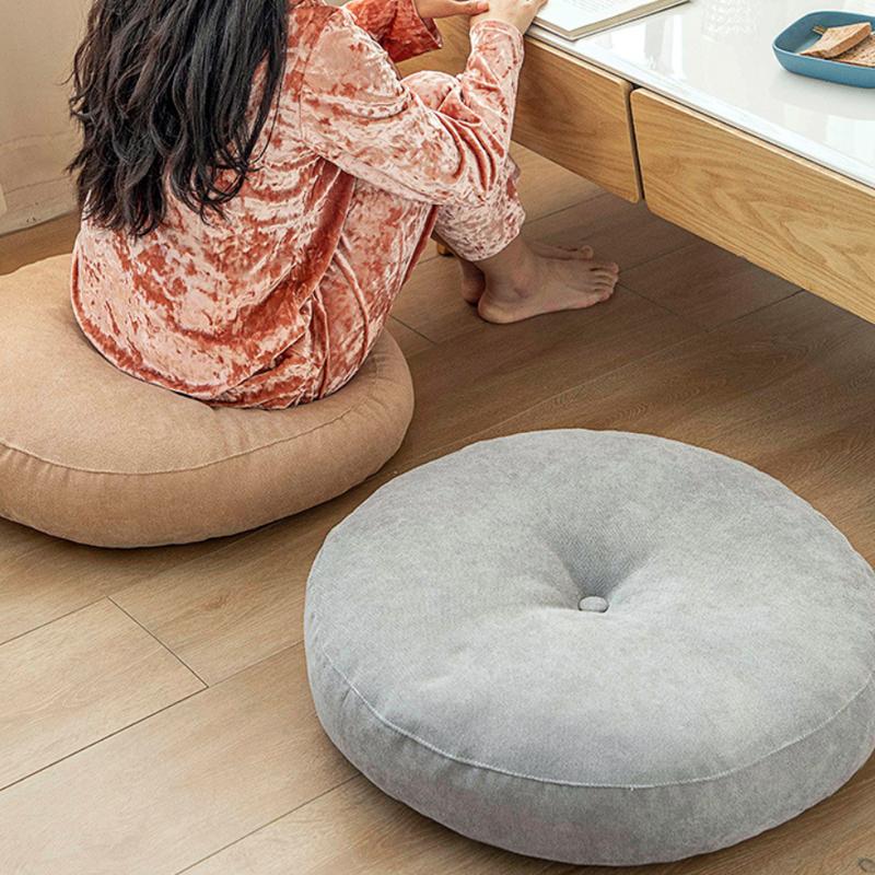 Japanese Style Futon Round Cotton Linen Floor Seat Cushion Thicken Meditation Cushion Tatami Room Balcony Decor Pouf Ottoman