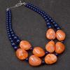 Bohemian Maxi Necklace for Women Double Layer Beads Chain Resin Gem Vintage Statement Choker Jewellery