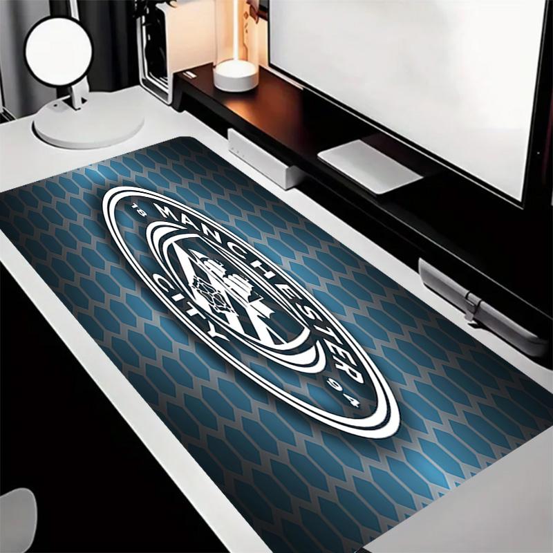 Manchester City Fußballclub Thema Premium Rutschfestes Mauspadd mit Genähten Kanten, Strapazierfähiges Gummi-Material, für Schreibtisch & Gaming Tolle Geschenke