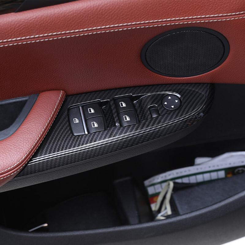 For BMW X3 X4 F25 F26 2011-2017 ABS Carbon fiber Car Window Glass Lift Button Decorative Frame Sticker Car Interior Accessories