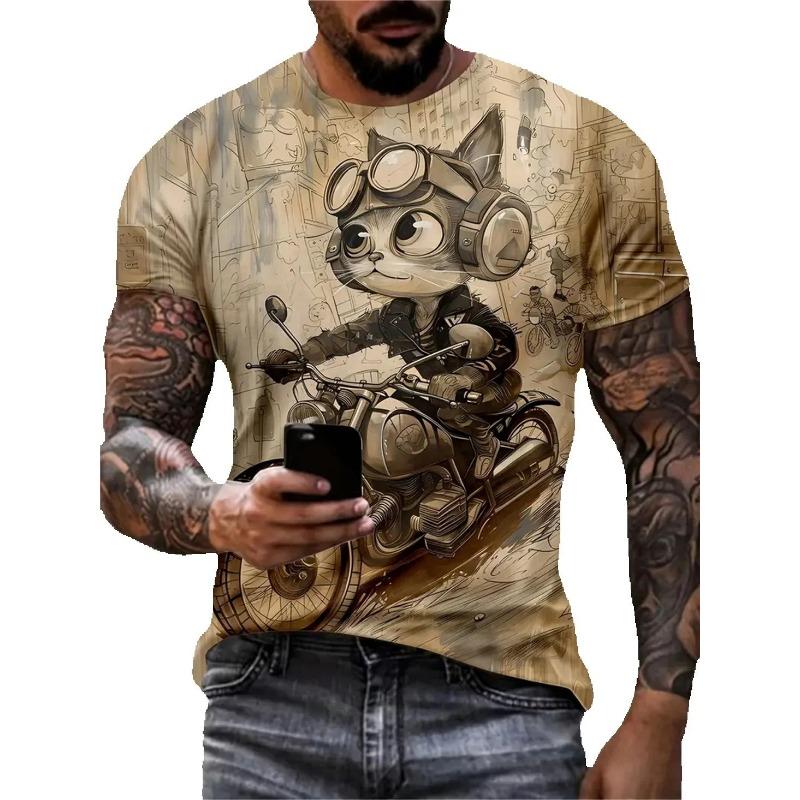 Summer Men's Street Casual Clothing Vintage Men's T-Shirt 3D Funny Animal Print Short Sleeve T-Shirt O Neck Oversized Men's Tee