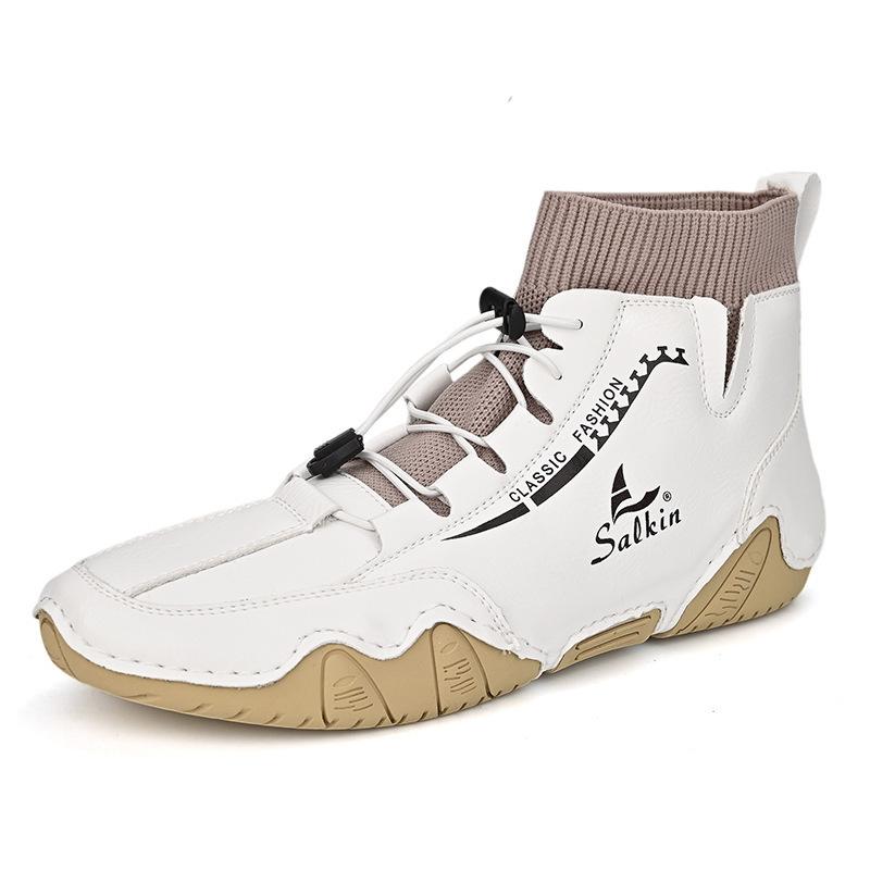 

2024 Весна и Осень Новые Ботинки Martin средней высоты Мужские Модные Носки Повседневная Обувь Ботинки Больших Размеров Мужские Ботинки Ручной Работы 38 белый