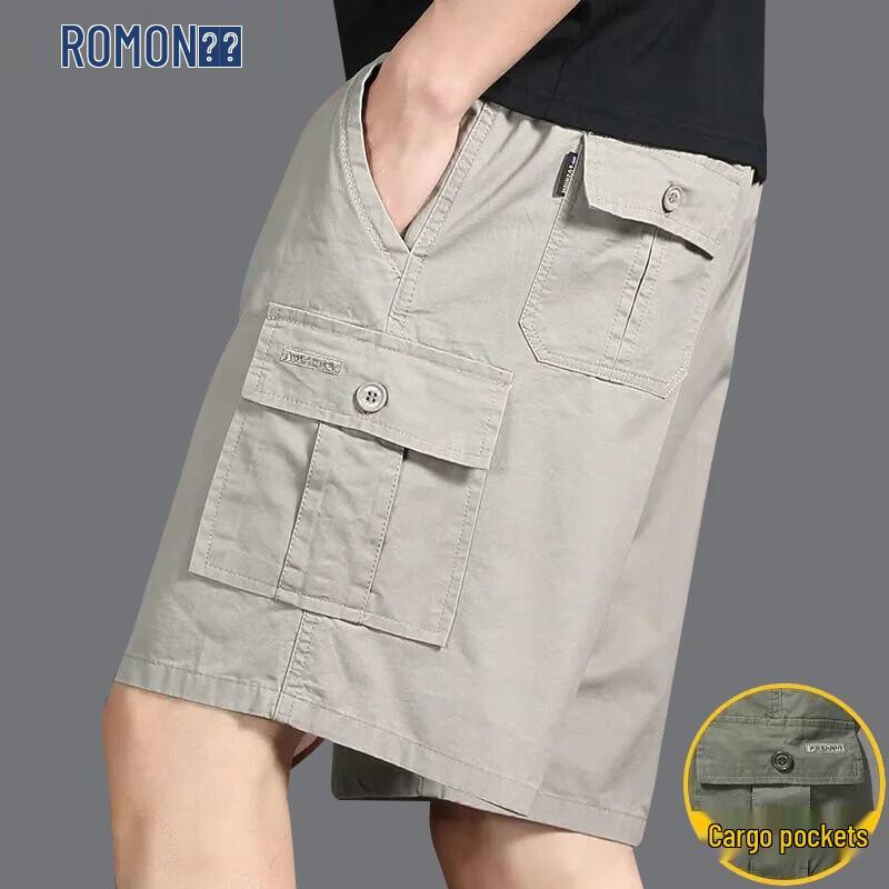 ROMON Men s Loose Plus Size Summer Workwear Beach Shorts 5XL