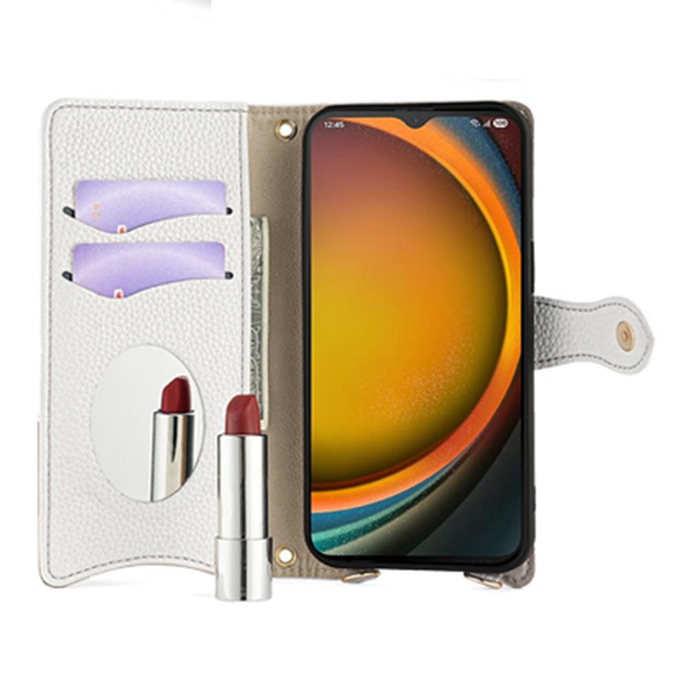 For Samsung Galaxy XCover7 Pro Leather Case Wallet Stand Cover Irregular Tail Style with Chain Strap