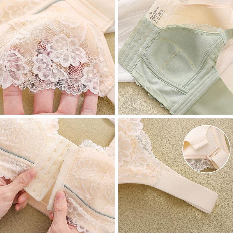 Front Open Buckle Underwear Women Gathered Anti-sagging Corrective Collection Pair Breast Bra Beautiful Back Lace Embroidered Thin Bra Large Size