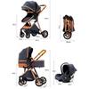 3-in-1 Baby Stroller Combo Car Seat Bassinet Adjustable Diaper Bag High Quality Grey Lightweight Stroller