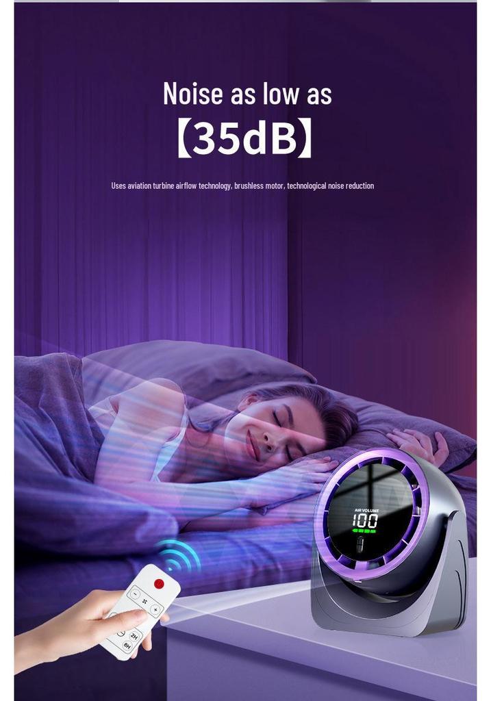 Compact USB Charging Desktop Fan with Digital Display and Wall-Mount Option