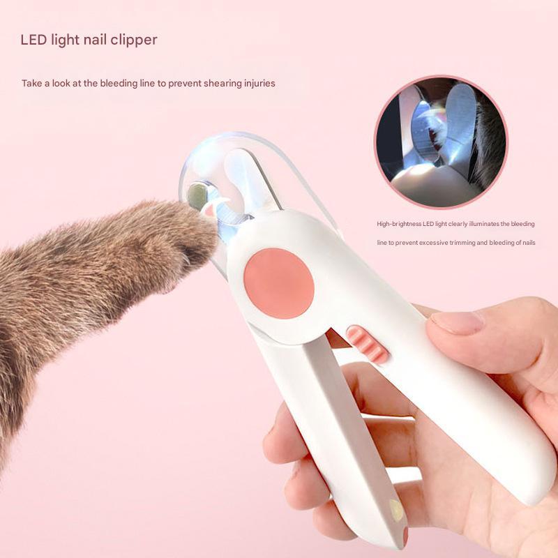 Pet Nail Clipper LED Light Safe Cat Dog Nail Trimmer Claw Cutter Foldable Lightweight Safety Guard Prevent Overcut Blood Pet (as the picture,15CM)