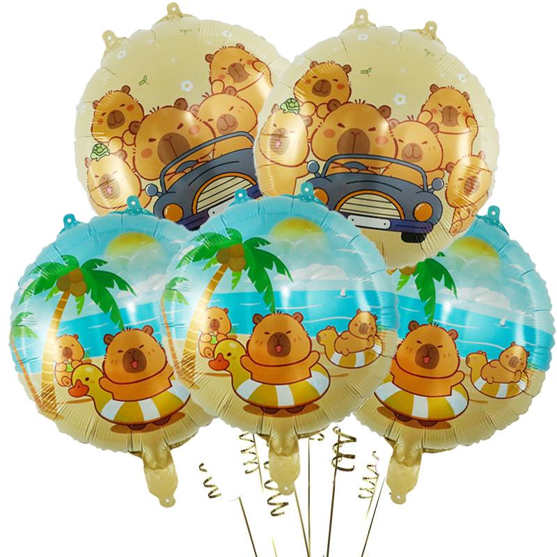 

5 шт. мультяшных воздушных шаров из алюминиевой пленки «Капибара», милый набор детских декораций для дня рождения «Капибала», воздушные шары для детского душа as the picture