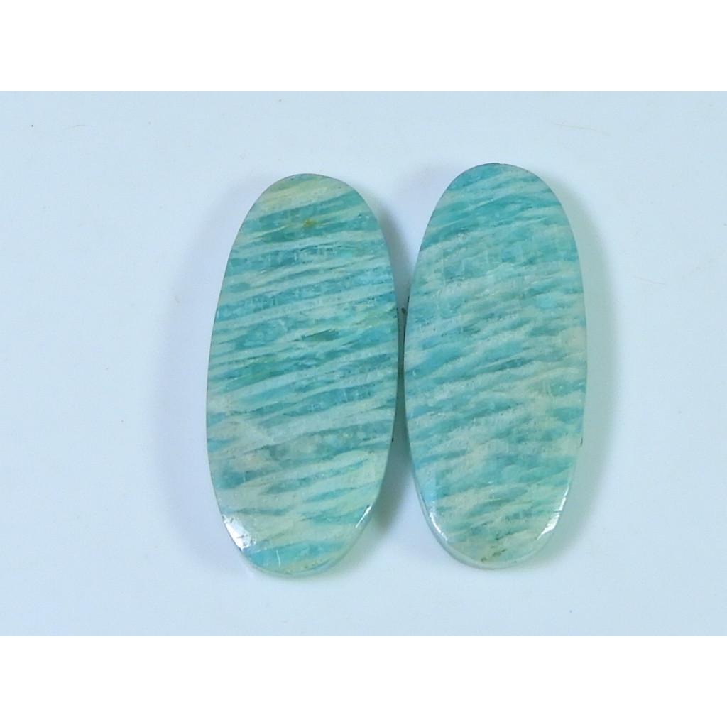 

29Cts. Natural Amazonite (13X28X02 mm each) Oval Cabochon Matched Pair SK-3039