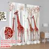 2pcs,2D Plane Printing Window Curtain Autumn Giraffes Versatile Fabric (without Rod) All Seasons Use for Living Room & Office