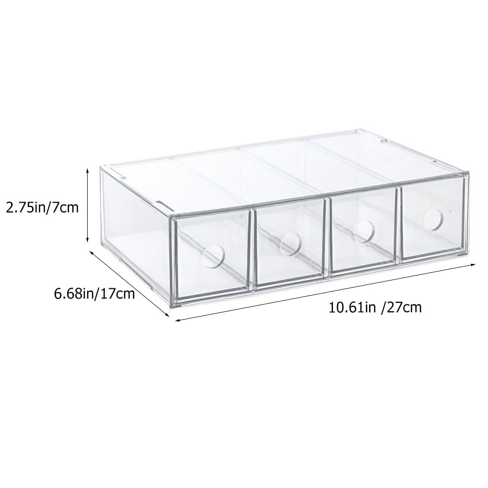 Garneck Clear Acrylic Storage Box, 4-Drawer Cosmetic Storage Case, Makeup Organizer for Eyeglasses and Accessories, Stackable, Space-Saving Design