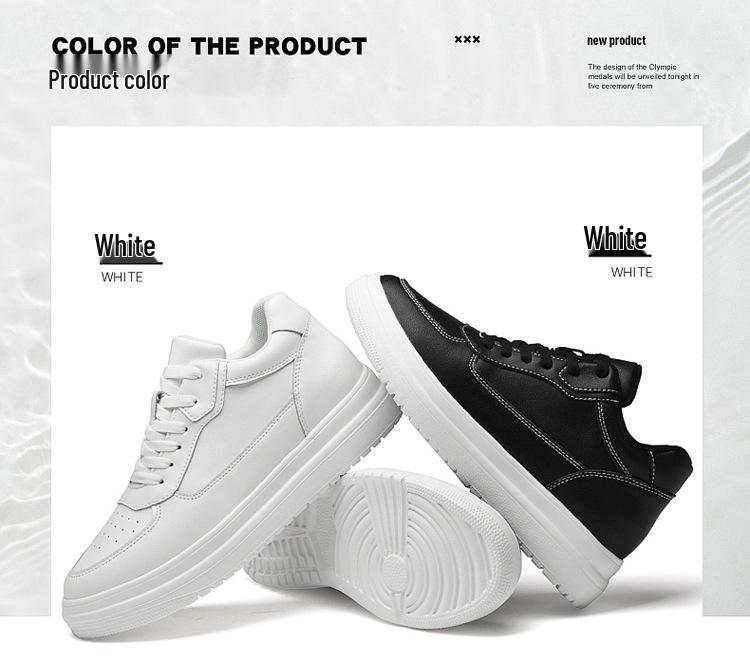 2024 Men's 10CM Height Increasing White Casual Skate Sports Shoes