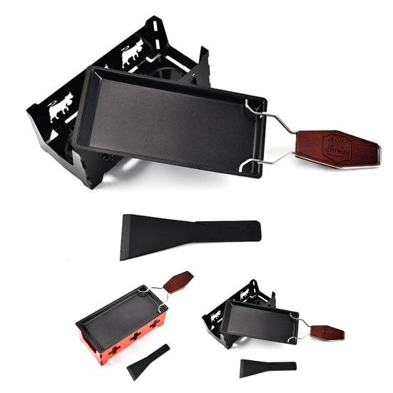 1 Set Non-Stick Mini Raclette Set Foldable Handle Metal Barbecue Home Cheese Raclette Grill Plate Grilling Tool