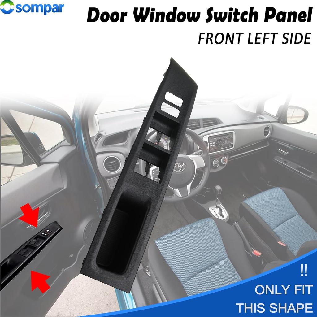 Osompar Front Driver Left Side Window Switch Panel Bezel Trim Compatible with Toyota Yaris 2012 2013 2014 2Door/4Door Replaces 74232-52550-C0