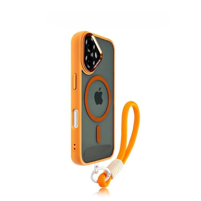 

Luxury Magnetic Metal Lens Bumper Protection Case For iPhone 17 Pro 16 15 14 13 12 Pro Max Air Wireless Charge Hard Clear Cover For iphone 14plus&Case & Strap