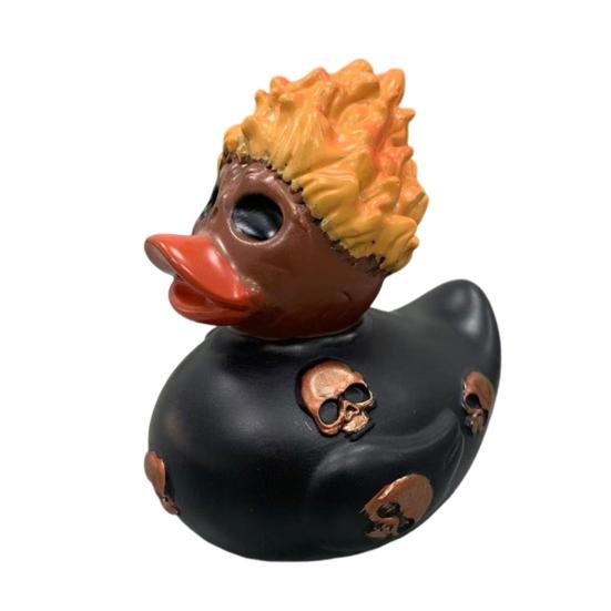 Halloween Flame Duck Statue Gothic Skull Duck Figurine Resin Sculpture Holiday Party Desktop Decoration Ornament