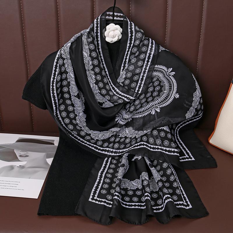 Fashion 45*155Cm Leopard Printing Chiffon Silk Scarf Women Foulard Long Shawl Scarves Summer Elegant Bandana Luxury