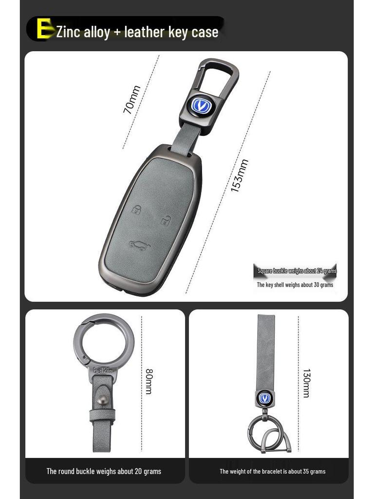 Changan 2019-2018 Metal Key Cover: Full Leather Wrap with Buckle for Keshang and Kesai Car Remotes