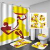 Afroamericano Afro Sexy Chica Negra Mujeres Arte Diseño Arte Graffiti Juego de Cortinas de Ducha para Baño Alfombrillas Alfombras Tapa de Inodoro Poliéster con Ganchos