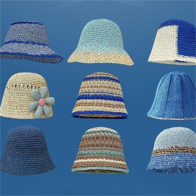Chapeau de Soleil de Plage Pliable en Paille pour Femme