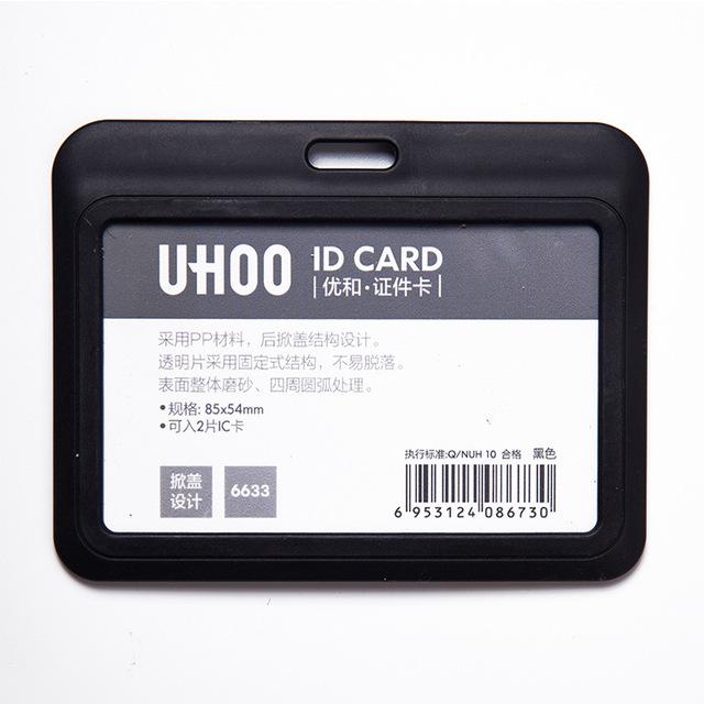 

Tag Retractable Buckle Badge Lanyard Holder Work Name Card Holder Card Case Short Rope Keychain black-transverse with strap