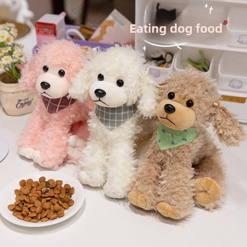 Plush Poodle Dog Toy With Checkered Scarf Design For Kids And Collectors